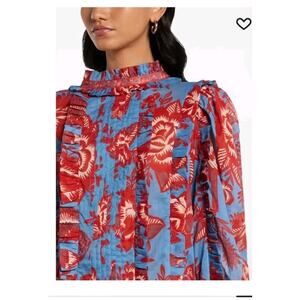 Farm Rio Lace Garden-print cotton blouse sz xsmall nwts